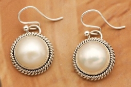 Artie Yellowhorse Genuine Mabe Pearl Sterling Silver Earrings
